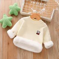 Pullover winter baby meisje kleding cartoo bear borduurwerk trui schattige gebreide fleece verdikte warme peuter jongens outfits 1-6t kinderen