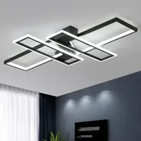 Ceiling Lights LED Chandelier Light For Living Room Bedroom Kitchen Home Modern Lamps Remote Control Black Rectangle Fixtures
