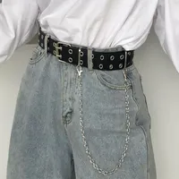 Belts Double Grommet Hole Design Harajuku Wide Waistband Canvas Web Buckle Belt Female Male Waist Strap For Women Men Jeans