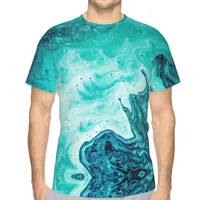 Printed Men T-shirt Cool Sea Blue Marble Texture T Shirt Fashion Short Sleeve Streetwear O Neck Tops Tee Men&#039;s T-Shirts