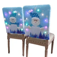 LED Christmas Chair Cover Santa Claus Snowman Decorative Light Up Back 211105