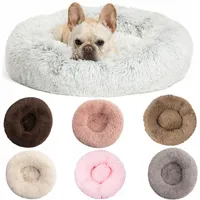 20 Color Wholesale Faux Fur Bed Cushion Pet Kennel Fluffy Soft Plush Round Cat Beds Donut Cats Dog Pad Self Warming Improved Sleep Orthopedic Relief Shag M01