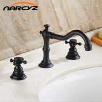 Banyo Lavabo Bataryaları Siyah Bronz Üç-Delik Havzası Parçası Bakır Avrupa ve Soğuk Su Musluk Set XR7035