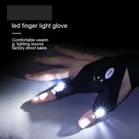Lumières de nuit LED Gants de pêche en plein air Demi-doigt avec éclairage léger Camping sauvage Dropits de main droite gauche