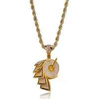 Anhänger Halsketten Euro Out Kette 18 Karat vergoldet Bling CZ Simulierte Diamantrolle Papier Herren Hip Hop Halskette Schmuck