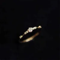 925 Sterling Silver Wedding Ring, 14K Gold Plating, Crystal Inlay, Light and Luksusowe akcesoria, Biżuteria Temperament