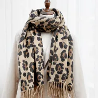 Этническая одежда Двойной леопардовый распечатный шарф утолщение кисточкой имитации кашемировой женской qiu dong сезон теплый шаль