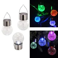 Solar Lamps Colorful Crack Glass Ball Lamp Waterproof Christmas Tree Outdoor Garden Decoration Fairy Light