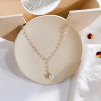 Chokers Kristall Perlen Halskette Kurze Schlüsselbein Kette Elegante Temperament Allmatch Pearl Anhänger Weibliche Vintage Nähende Trend Classic