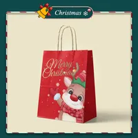 Classic Christmas Apple Kraft Paper Bag Packaging Christmas Eve Gift Bags Candy Box 10pcs
