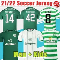 21/22 Celtic Futbol Jersey Ev # 8 Kyogo # 11 Abada # 10 Ajeti Uzakta Yeşil Futbol Gömlek Erkekler Üçüncü Beyaz # 14 Turnbull # 17 Jota 2021 2022 Kaleci Futbol Üniformaları Yetişkin Çocuklar