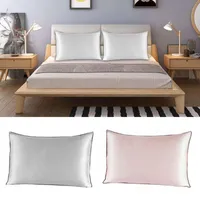 Cuscino cuscino puro federa di seta copertura confortevole raso naturale per il letto tiro cravatta singola coperture grigio bianco rosa
