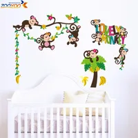 Lovey Monkey Tree Muursticker Zooyoo 1217 Babykamer Decoraties Cartoon Decals Kids Muurstickers Home Decor DIY Muurschildering Kunst 5.0 210420