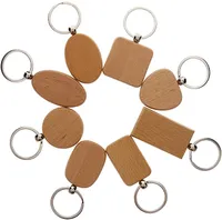 Enkel stil trä nyckelringar bil nyckelringar rund kvadrat hjärta rektangel form nyckel hängande diy trä keychain handgjorda present kimter-d274l fz