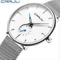 얇고 우아한 CRRJU 브랜드 캐주얼 스타일 세련된 망 시계 패션 학생들이 메쉬 벨트 탁월한 손목 시계를 시계합니다.