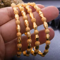 الإسورة 4 قطعة / الوحدة دبي الفاخرة 24 كيلو الذهب اللون أساور للنساء الفتيات هاواي الزفاف الزفاف banglesbracelets مجوهرات هدية