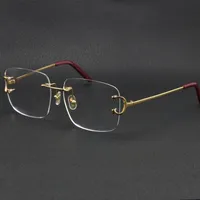 2021 Rimless 여성 선물 안경 액세서리 패션 선글라스 프레임 고양이 눈 안경 상자 C 장식 18k 골드 남성과 여성의 큰 사각형 안경