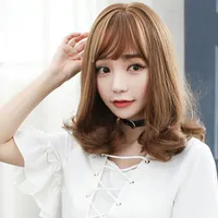 Factory Wholesale Foreign Trade New Wig Ladies Korean Fashion Medium Long Hair Rinka Haircut Air Bangs One Piece Dropshipping