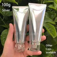 Förvaringsflaskor burkar 100 ml plast silver mjukt rör 100g kosmetisk lotion grädde container schampo tandkräm pressar flaska hög kvalitet