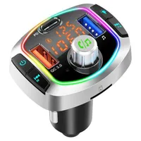 USB Car Charger Adapter Fast Charging Handsfree Calling FM Transmitter TF Card U Disk MP3 Music Player LED Backlit QC 3.0+PD Type C Quick Charge