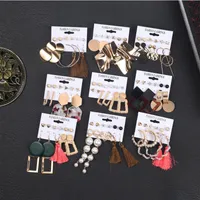 Kimter Hoop Dangle Earring voor vrouwen Meisjes Mode Boheemse Acryl Drop Tassel Oorbellen Set Leopard Print Stud Free DHL C47FZ