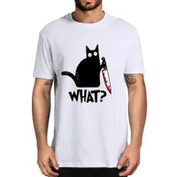 Убийственный кот с ножом Смешные Хэллоуин подарок T-рубашка Унисекс Высококачественные футболки для мужчин и женщин