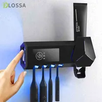 Elossa 스마트 칫솔 살균기 UV 홀더 자동 치약 압착기 디스펜서 홈 욕실 액세서리 210904 세트