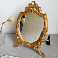 Spiegels Cutelife Ins Grote Ronde Hars Make-up Spiegel Vintage Woonkamer Home Decoratieve Tafel Drinkslaapkamer Standing