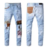 2022SS New European and American Designer Designer Hip-Hop Jeans High Street Fashion Tide Brand Cycling Motorcycle Wash Patch Letter Sloset Fit Pants Dimensioni 28-40.
