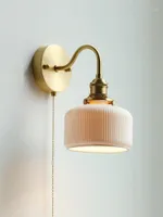 Wall Lamp Ceramic Nordic Modern Beside Pull China Switch Bathroom Mirror Stair Light Copper LED Sconce Luminaria