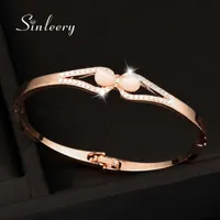 Sinleery Charm Rose Gold Silver Color Opal Bow Bowknot Bangle Bracelet 커프 여성 파티 쥬얼리 생일 선물 SL050 SSO Q0719