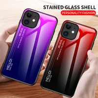 Gradient glass shell phone cases For iPhone 12 11 pro promax Xs Max 8 Plus Samsung S8 S9 S10 S20 NOTE8 9 10