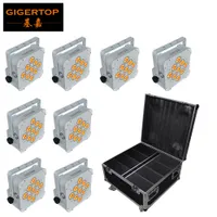 8IN1 Charging Flight Case 9*18W RGBWA UV Color Battery Powered LED Par Light ,6in1 Color Dj Led Wedding Background Washer White TP-B01