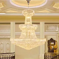Chandeliers Modern Crystal Chandelier LED Lights American Stair Way Fixture El Hall Lobby Parlor Big Long Hanging Lamp