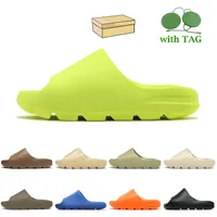 Originales OG para mujer para hombre zapatillas diseñador kanye diapositivas 2021 resplandor verde enflame naranja puro agrega mineral azul sandalias de eva crema luna gris niños deslizamiento tamaño 32-47