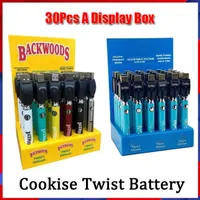 Neueste Cookies Backwoods Twist Vorheizen VV Batterie 900mAh Bottom Spannung Einstellbarer USB -Ladegerät Vape Stift für 510 Patronen 30pcs A Display