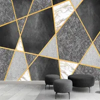 Papel de parede personalizado Moderno Minimalista Mosaico Mural Geométrico Mármore TV de mármore Wallpapers Home Decoração