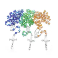 Kristallperlen Rosary Neckalce Schmuck Klassische Jesus Gebet Halsketten Kreuz Anhänger Ketten Mode Zubehör