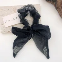 Hair Clips & Barrettes South Korea's Dongdaemun Streamer Rope Senior Black Bow Head Temperament Pure Color Ins Net Red Accessories