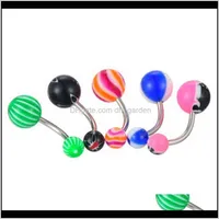 & Bell Button Promotion 110Pcs Mixed Models/Colors Body Jewelry Set Resin Eyebrow Navel Belly Lip Tongue Nose Piercing Bar Rings Drop Delive