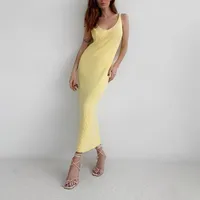 Neck Spring Damska Dress Summer Odzież Dla Kobiet Dzianiny Maxi Casual Spaghetti Pasek Dresses 2021