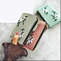 Känd märke designer kort liten blomma plånbok kvinnor damer läder plånböcker kvinnlig handväska porte feuille femme cartera mujer