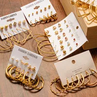 Hoop Huggie Fashion Gold Metal Circle Earrings 세트 여성 Geometirc Pearl Crystal Stud 여성 2021 Trend Jewelry Gift