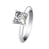 Pure Silver 925 monili matrimoni 1CT NSCD Simulato Diamond Ring Princess Engagement Solitaire Anelli 18K Placcato in oro bianco 18K