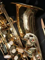 Hohe Qualität Super Action 80 Series II Saxophon Gold Alto Full Flower EB Tune 802 Modell E flach Saxing mit Schilfledertasche Mundstück professionell