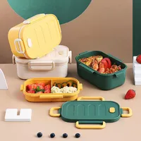 Услуги посуды Tuuth 1000ml обеденные коробка для детей Микроволновая печь PP BPA Бесплатные материалы здоровья Двойной слой контейнер Bento
