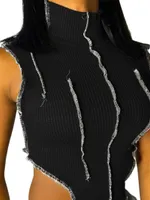 Женская футболка издевалки издевалки вырезы, сексуальные без рукавов асимметричный подол