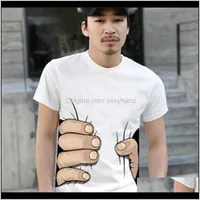 T-Shirts S Giyim Damla Teslimat 2021 Moda Erkek Giyim O-Boyun Kısa Kollu Gömlek 3D Büyük El T Gömlek Erkekler Tişörtleri Adam XY için Tees Tops