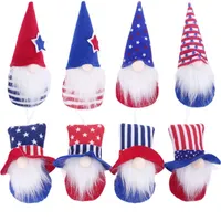 Party Decoration 4st Hanging Gnome Dwarf Doll för 2021 U.S. National Independence Day Plush Toys Ornaments Holiday Home