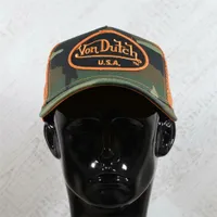 Men's Von Dutch Khaki Camo / Orange broderie Snapback Mesh Trucker Hat Letter Baseball Caps Men Femmes Hip Hop Hat